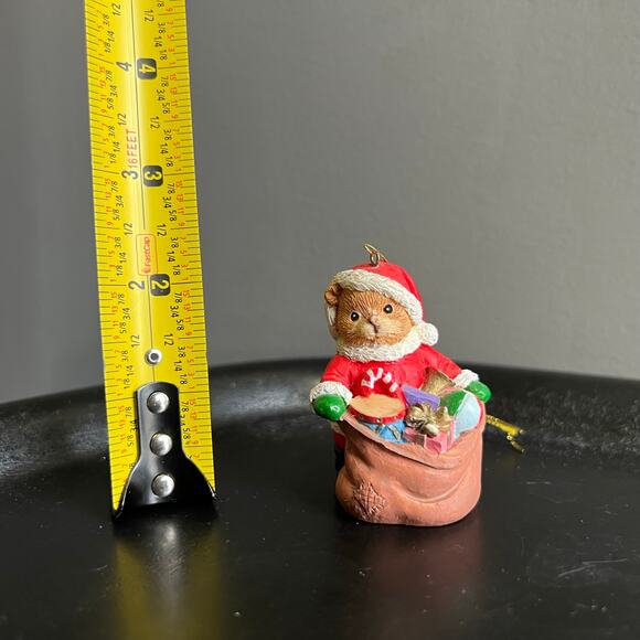 Red White Enesco 2 1/2" Santa Bear with Bag Figurine Ornament - Picture 6 of 8